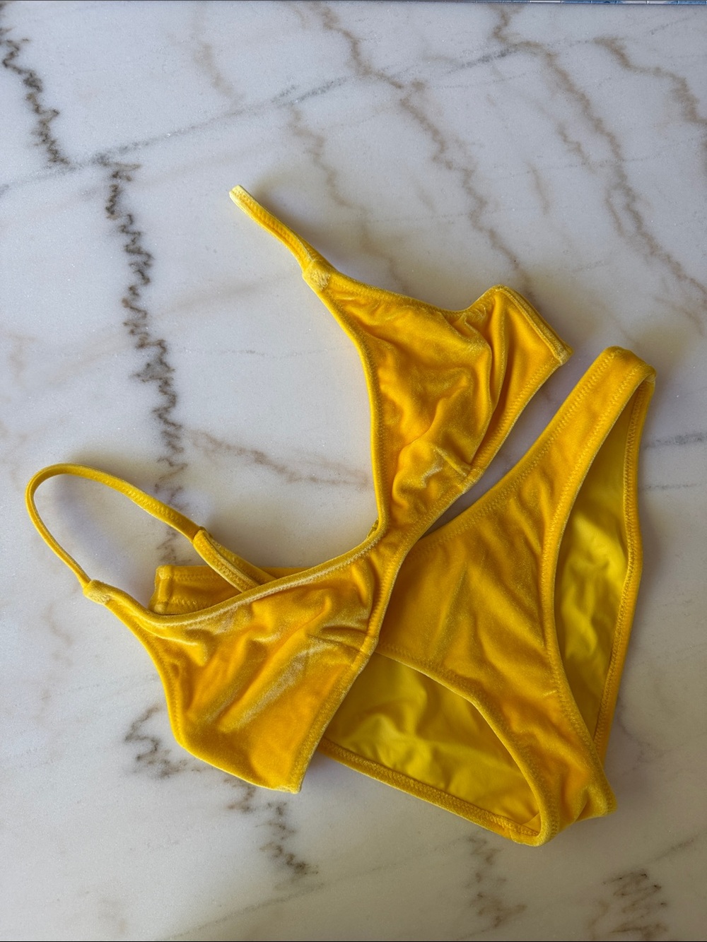 triangl swimwear Yellow Velvet Bikini Set